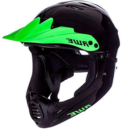 AWE®, casco integrale per BMX, di colore nero e verde, taglia M (54-58 cm)