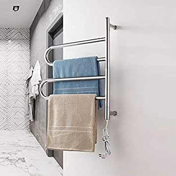 LJNYF Parete Scaldasalviette, Scaldasalviette, Cromato Bagno Riscaldato Portasciugamani, Temperatura Costante Riscaldamento, Cablate