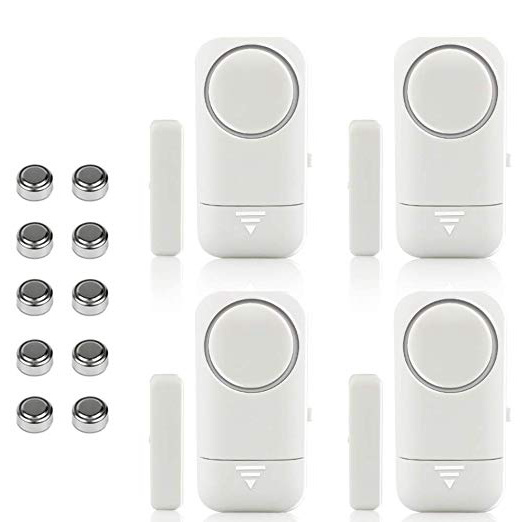 Shackcom 4pcs Allarme per Porte e Finestre 120dB Wireless Magnetico Allarme Antifurto Sistema Sensori di Sicurezza Domestica con Batteria per i Negozi di Home Office