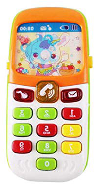 giocattolo intelligente per telefoni cellulari con musica in 3d, apprendimento educativo cellulare con batterie caricature schermi per Neonati Bambini piccoli bambine 6 + mesi, Children Music Phone