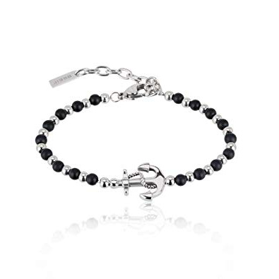 Gioiello BREIL collezione BLACK ONYX, BRACCIALE da UOMO in ACCIAIO, PIETRE NATURALI colore ALTRO misura 22,5CM con CON PIETRE - TJ2407