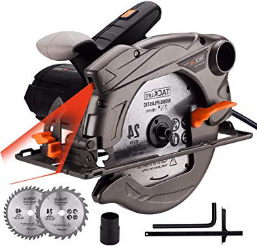 TACKLIFE 1500W 4700RPM Sega Circolare, Compatibile Lama 185mm e 190mm, Profondità di Taglio 63mm(90°), 45mm(45°), Protettore in Alluminio, 3 Metri Cavo Motore in Rame, Tagliare Legno, Metallo, PES01A