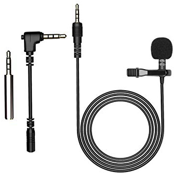 AGPTEK Z02- Mini Microfono Clip a Condensatore Omnidirezionale 3.5mm con 2 Adattatore per Smartphone, PC e Line-in Registratore, Nero