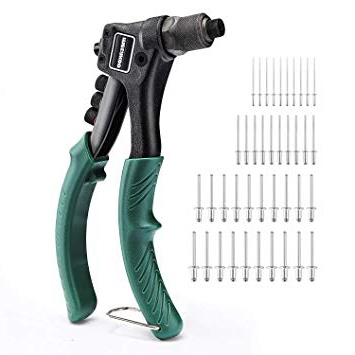 METAKOO Rivettatrice Manuale, Pistola per Rivetti con 4 Teste Intercambiabili, Rivettatrice Professionale 4 in 1, 40 pezzi rivetti - MHR01H