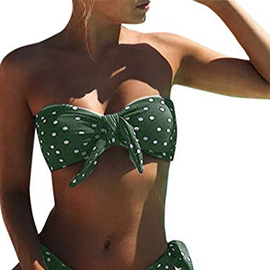 UMIPUBO Costumi da Bagno Donna Push Up Imbottito Costumi da Mare Senza Spalline Due Pezzi Bikini A Pois Spiaggia Bandeau Beachwear Swimwear