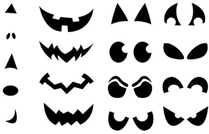 Epic Modz - Set di adesivi in vinile per Halloween, modelli di naso, occhi e bocca per decorare e intagliare le zucche
