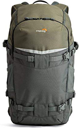 Lowepro Flipside 450 AW II Zaino per Fotografia Outdoor, per Fotocamere Professionali,Mirrorless, DSLR, Dim. Interne: 10,24 x 6.7 x 12,2, Grigio/Verde Scuro, LP37177-PWW