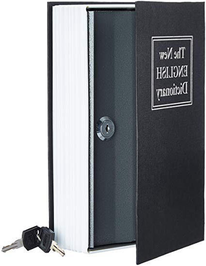 AmazonBasics - Cassetta portavalori a forma di libro, Serratura con chiave, Nero