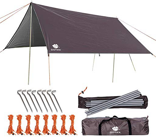 Anyoo Telo da Campeggio per rifugio Amaca Leggera Idrorepellente Impermeabile Durevole Portatile e Compatto Inclusa di Pali e picchetti Puo Essere usata per Campeggio