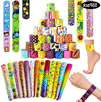 SPECOOL Braccialetti Slap 55Pcs Slap Bracelets Gadget Bracciali a Scatto, Bomboniere Party Supplies Favors per Bambini, Ragazze e Ragazzi(55pcs)
