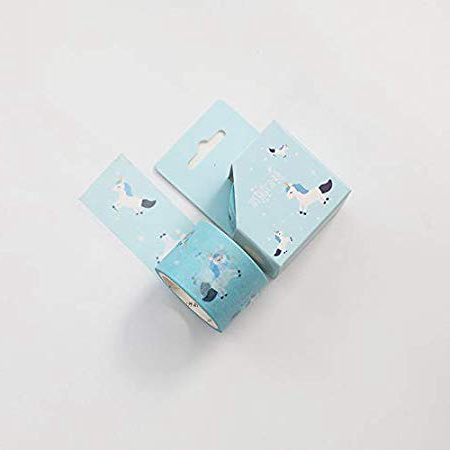 Bureze Nastro decorativo Washi 30 mm x 5 m, motivo: graziosi animali che corrono unicorno, per scrapbooking, fai da te, scuola, ufficio