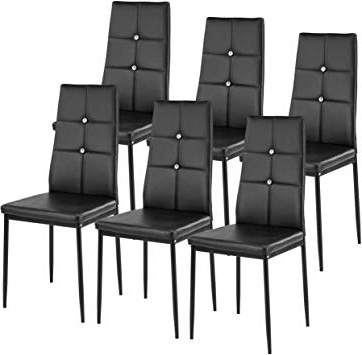 TecTake Set di sedie per sala da pranzo 40x42x97cm | - disponibile in diversi colori e quantità – (6x nero | no. 402541)