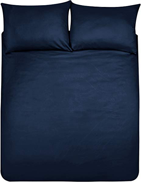 AmazonBasics - Set copripiumino in microfibra con federa, 220 x 250 cm con due federe da 50 x 80 cm, Blu navy