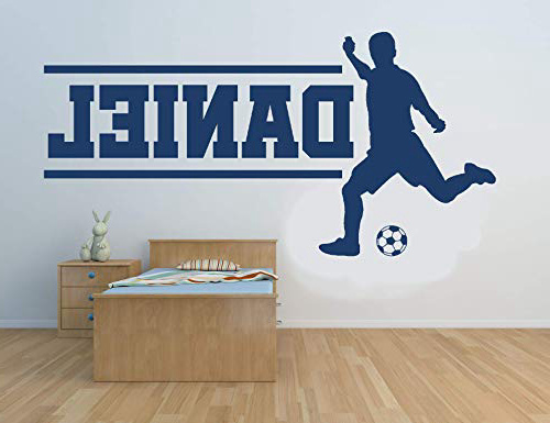 Nome personalizzato, calciatore. Autoadesivo della parete del vinile, murale, decalcomania. Casa, decorazione della parete. Camera da letto per bambini, sala giochi. Sport, calcio