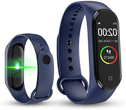 Smart Watch Intelligente Bracciale M4 Blood Pressure IPS Schermo Pedometro Ossigeno Cardiofrequenzimetro Impermeabile IP68 Braccialetti Tracker Smart Watch (Blu)