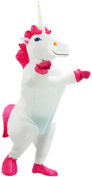 PARAYOYO Gonfiabile Uncorn Costume Halloween Adulto Full Body Suit Fancy Party Dress per Uomo Donna Bianco