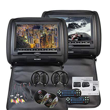 Cuffia IR libero x 2 incluso EinCar universale Coppia di auto Poggiatesta con 9 pollici HD Digital Dual Screen Region Free DVD Player per il supporto auto USB di deviazione standard IR Trasmettitore