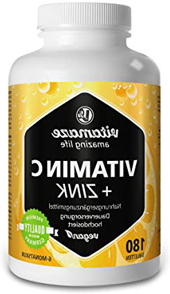 Vitamaze® Vitamina C ad alto dosaggio da 1000 mg + bioflavonoidi + zinco 180 compresse vegetali in confezione scorta per sei mesi, prodotto di qualità tedesca senza stearato di magnesio